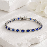 Oval Sapphire Tennis Bracelet in 925 Silver
