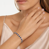 Oval Sapphire Tennis Bracelet in 925 Silver