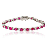 Oval Ruby Tennis Bracelet in 925 Silver