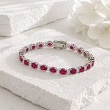 Oval Ruby Tennis Bracelet in 925 Silver