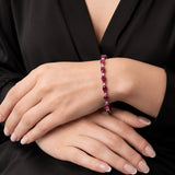 Pear Cut Ruby Tennis Bracelet with Diamonds in 925 Silver