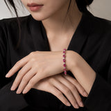 Pear Cut Ruby Tennis Bracelet with Diamonds in 925 Silver