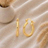 Rounded Hoop Earrings in 14K Gold Plated