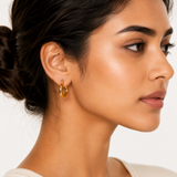 Rounded Hoop Earrings in 14K Gold Plated