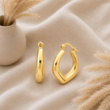 Bold Curved V Hoop Earrings in 14K Gold Plated