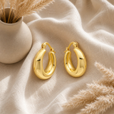 Chunky Polished Round Hoops in 14K Gold Plated