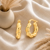 Twisted Rope Hoop Earrings in 14K Gold Plated