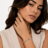 7 Inch Beaded Cuff Style Bangle in 925 Silver
