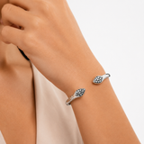 7 Inch Beaded Cuff Style Bangle in 925 Silver