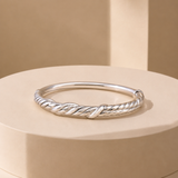 7 Inch Braided Silver Bangle Bracelet