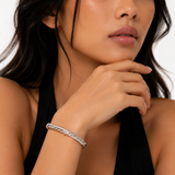 7 Inch Braided Silver Bangle Bracelet