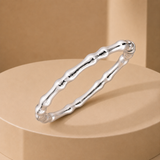 7 Inch Textured Bamboo Bangle in 925 Silver