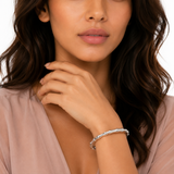 7 Inch Textured Bamboo Bangle in 925 Silver