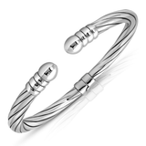 7 Inch Textured Silver Bangle Bracelet