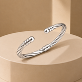 7 Inch Textured Silver Bangle Bracelet
