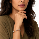 7 Inch Textured Silver Bangle Bracelet