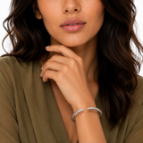 7 Inch Textured Silver Bangle Bracelet
