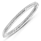 7 Inch Twisted Silver Bangle Bracelet
