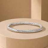 7 Inch Twisted Silver Bangle Bracelet