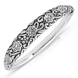 7 Inch Ornate Floral Bangle in 925 Silver