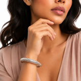 7 Inch Ornate Floral Bangle in 925 Silver