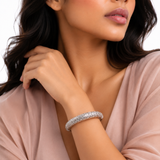 7 Inch Ornate Floral Bangle in 925 Silver
