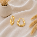 Classic Bamboo Hoop Earrings in 14K Gold Plated