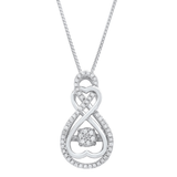 1/4 Carat Natural Diamond 2 Hearts Infinity Pendant Necklace in Sterling Silver