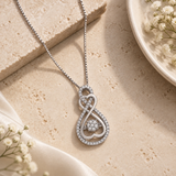 1/4 Carat Natural Diamond 2 Hearts Infinity Pendant Necklace in Sterling Silver