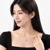 1/5 Carat Natural Diamond Double Halo Circle Pendant Necklace in Sterling Silver