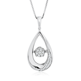 1/10 Carat Natural Diamond Teardrop Pendant Necklace in Sterling Silver