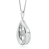 1/10 Carat Natural Diamond Teardrop Pendant Necklace in Sterling Silver