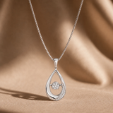 1/10 Carat Natural Diamond Teardrop Pendant Necklace in Sterling Silver