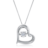 0.08 Carat Natural Diamond Heart Pendant Necklace in 10K White Gold