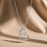 0.08 Carat Natural Diamond Heart Pendant Necklace in 10K White Gold