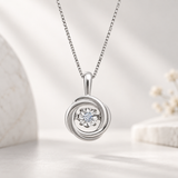 0.03 Carat Natural Diamond Heart Pendant Necklace in 10K White Gold