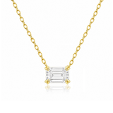 Created with Swarovski® Zirconia 10K Gold Emerald-Cut Solitaire Pendant Zirconia