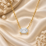 Created with Swarovski® Zirconia 10K Gold Emerald-Cut Solitaire Pendant Zirconia