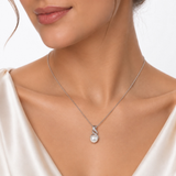 Sterling Silver Pearl & Diamond Necklace and Earring Set