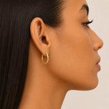 Yellow Textured Round Hoops in 14K Gold