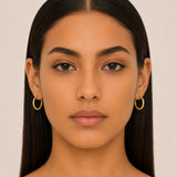 Yellow Textured Round Hoops in 14K Gold