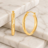 18MM Round Hoops with Diamond-Cut Finish in 14k Gold