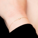 Golden Dew Solitaire Lab Diamond Bezel Bracelet in 10k Gold