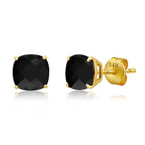 Cushion-Cut Solitaire Gemstone Studs in 14k Gold