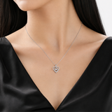 Sterling Silver Dancing Diamond Heart Pendant Necklace