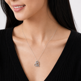 Sterling Silver Dancing Diamond Wrapped Heart Pendant Necklace