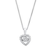 1/7 Carat Natural Diamond Dancing Heart Necklace in Sterling Silver