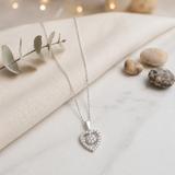 1/7 Carat Natural Diamond Dancing Heart Necklace in Sterling Silver