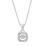 1/10 Carat Natural Diamond Cushion Halo Pendant Necklace in Sterling Silver