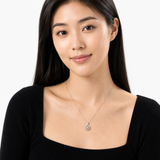 1/10 Carat Natural Diamond Cushion Halo Pendant Necklace in Sterling Silver